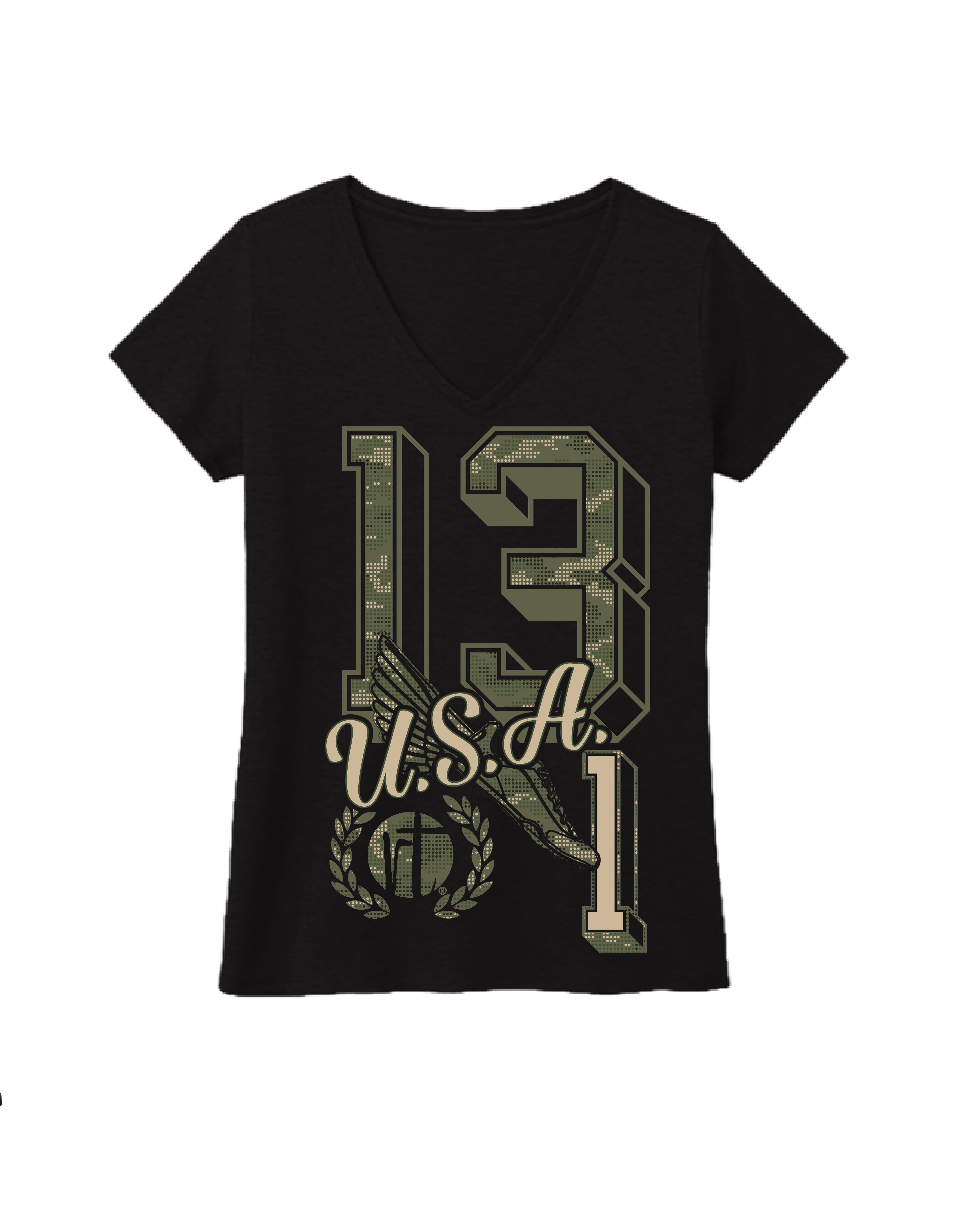 Green Camo 13.1 Varsity Letters USA