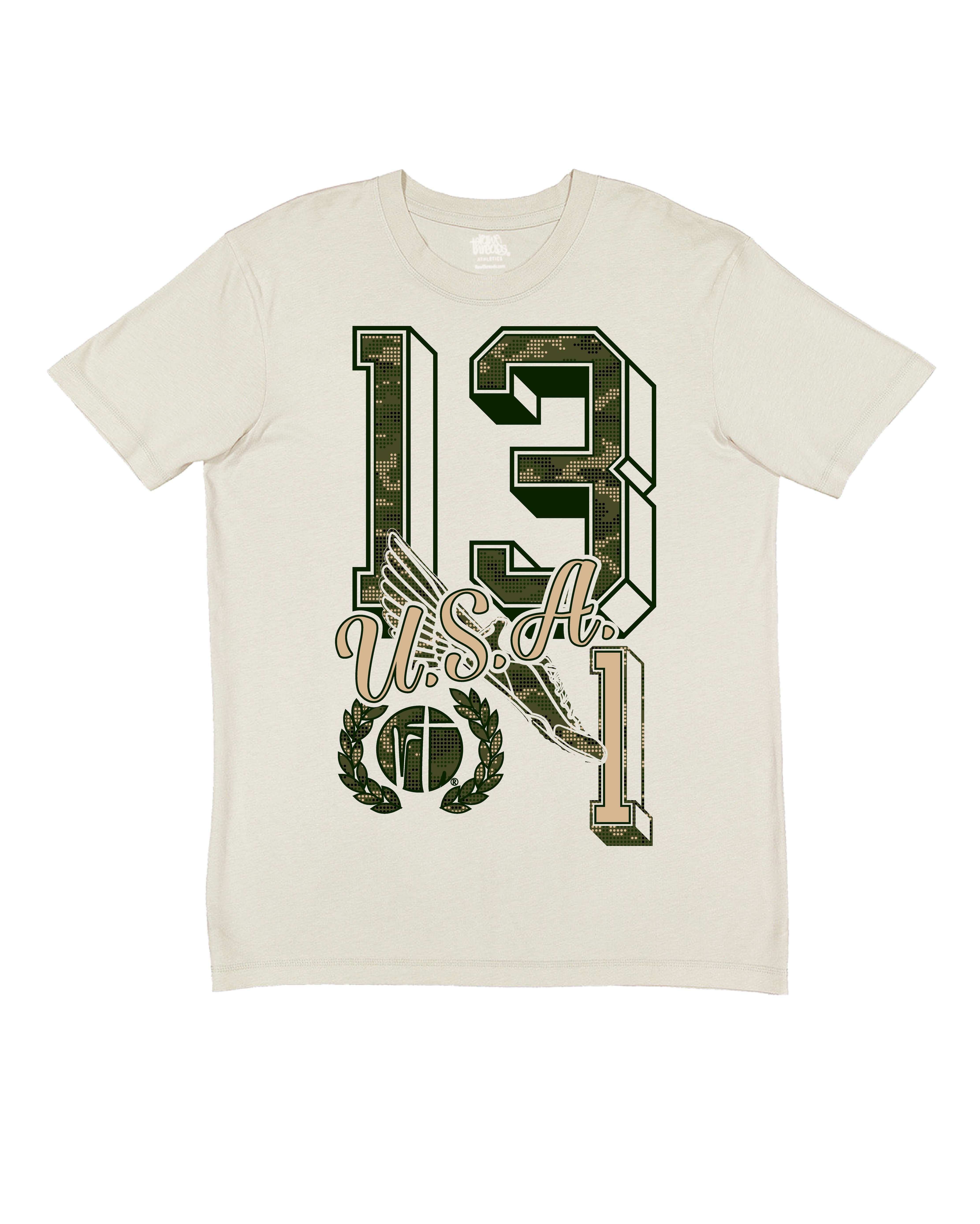Green Camo 13.1 Varsity Letters USA