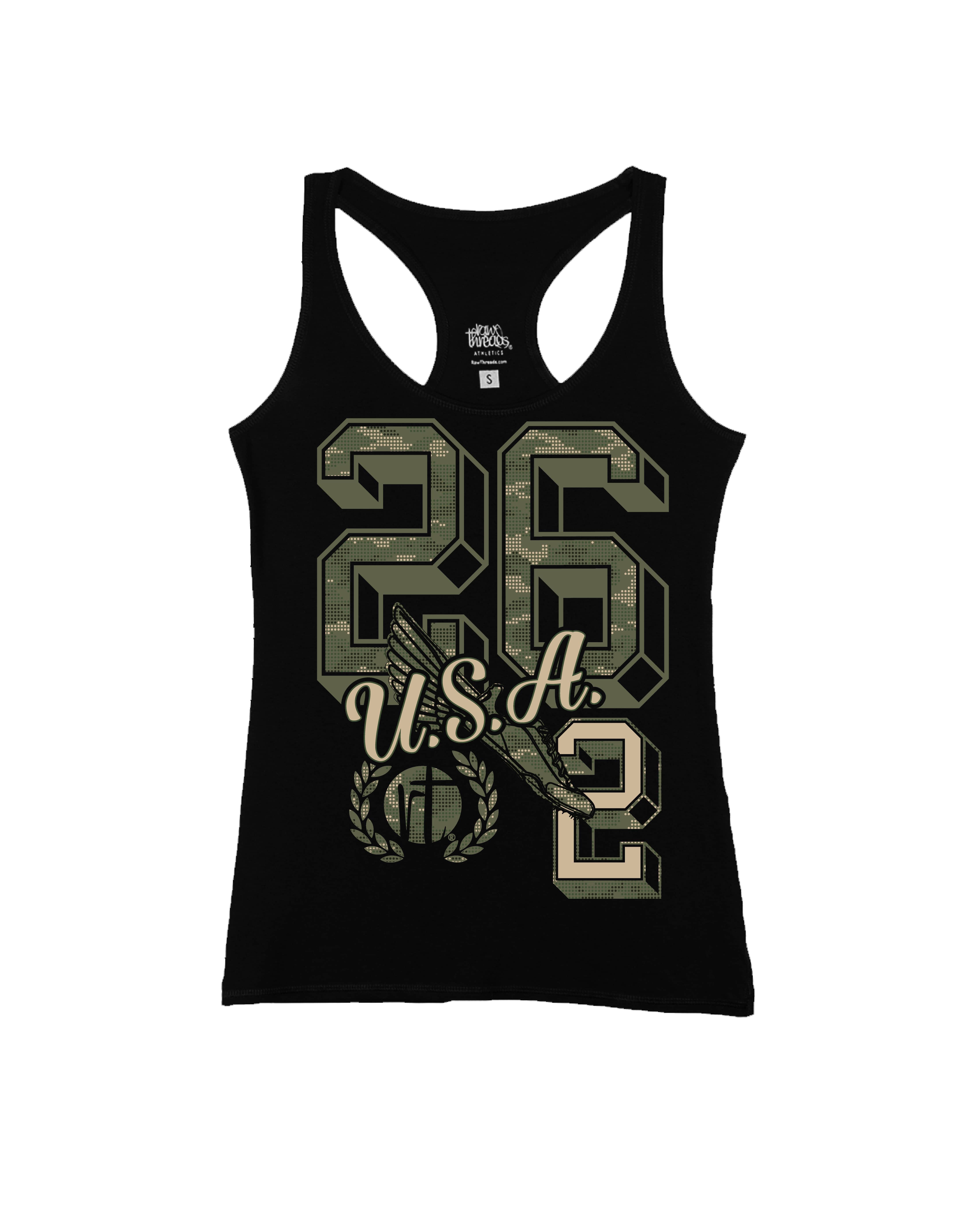 Green Camo 26.2 Varsity Letters USA