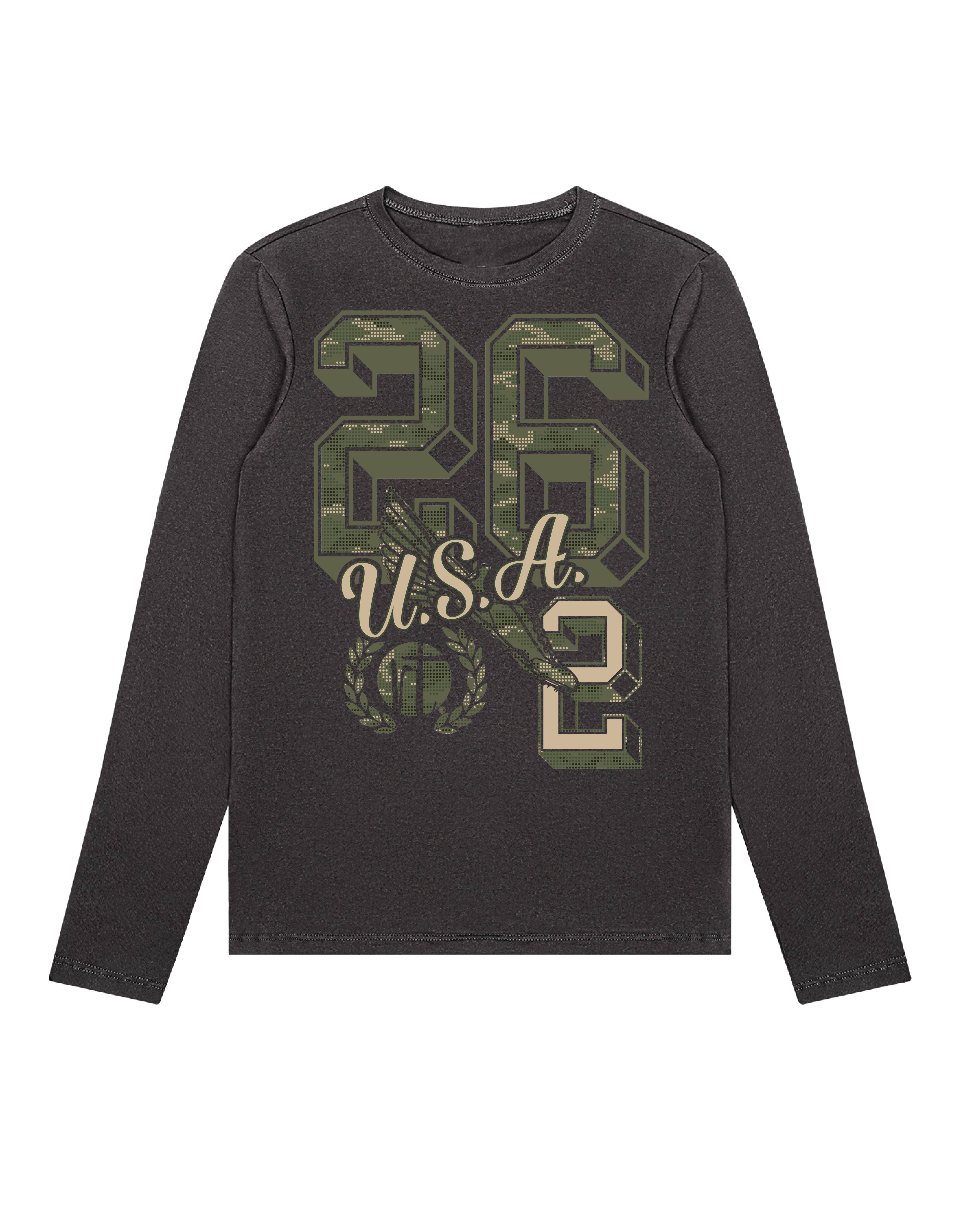 Green Camo 26.2 Varsity Block Numbers USA