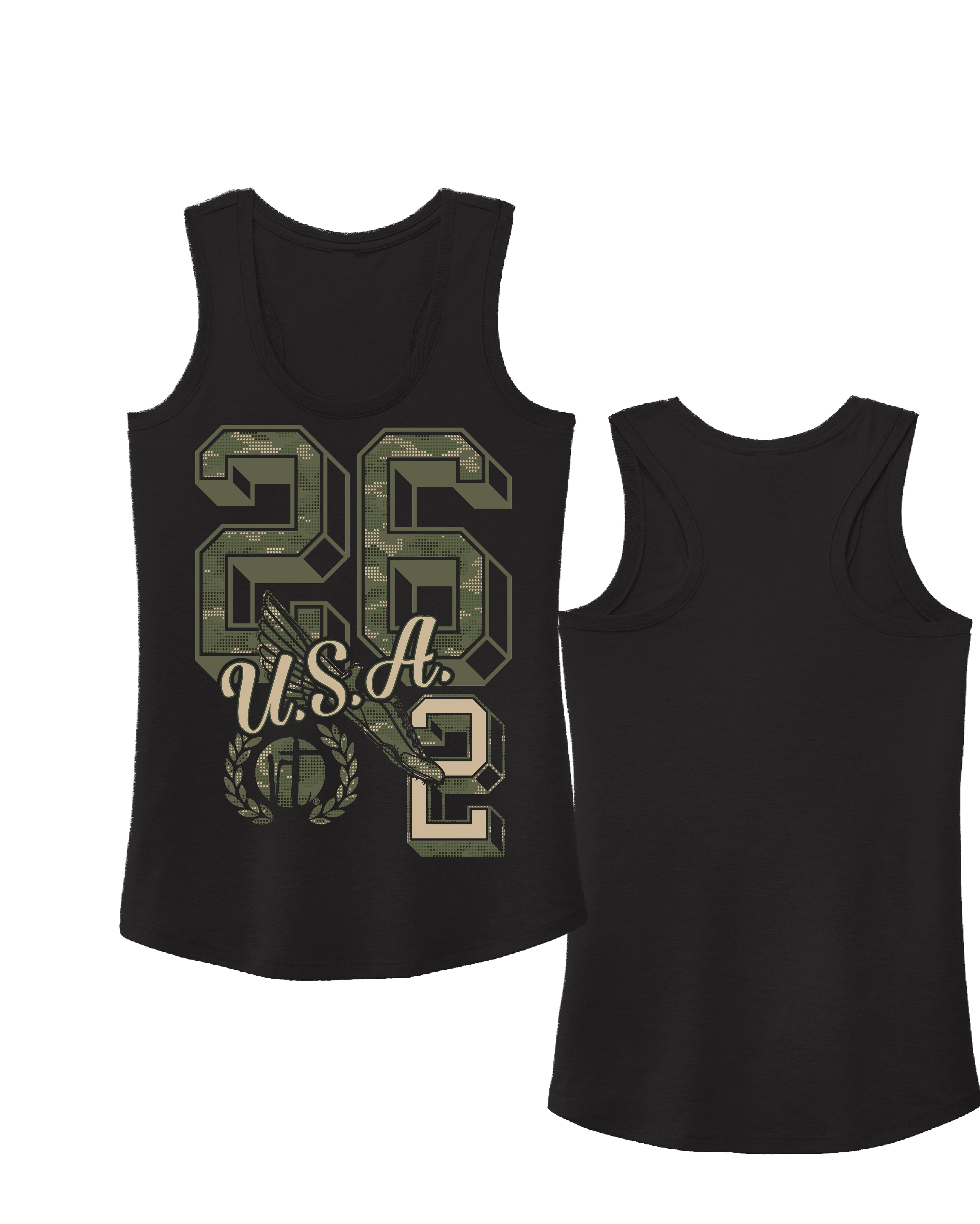 Green Camo 26.2 Varsity Block Numbers USA
