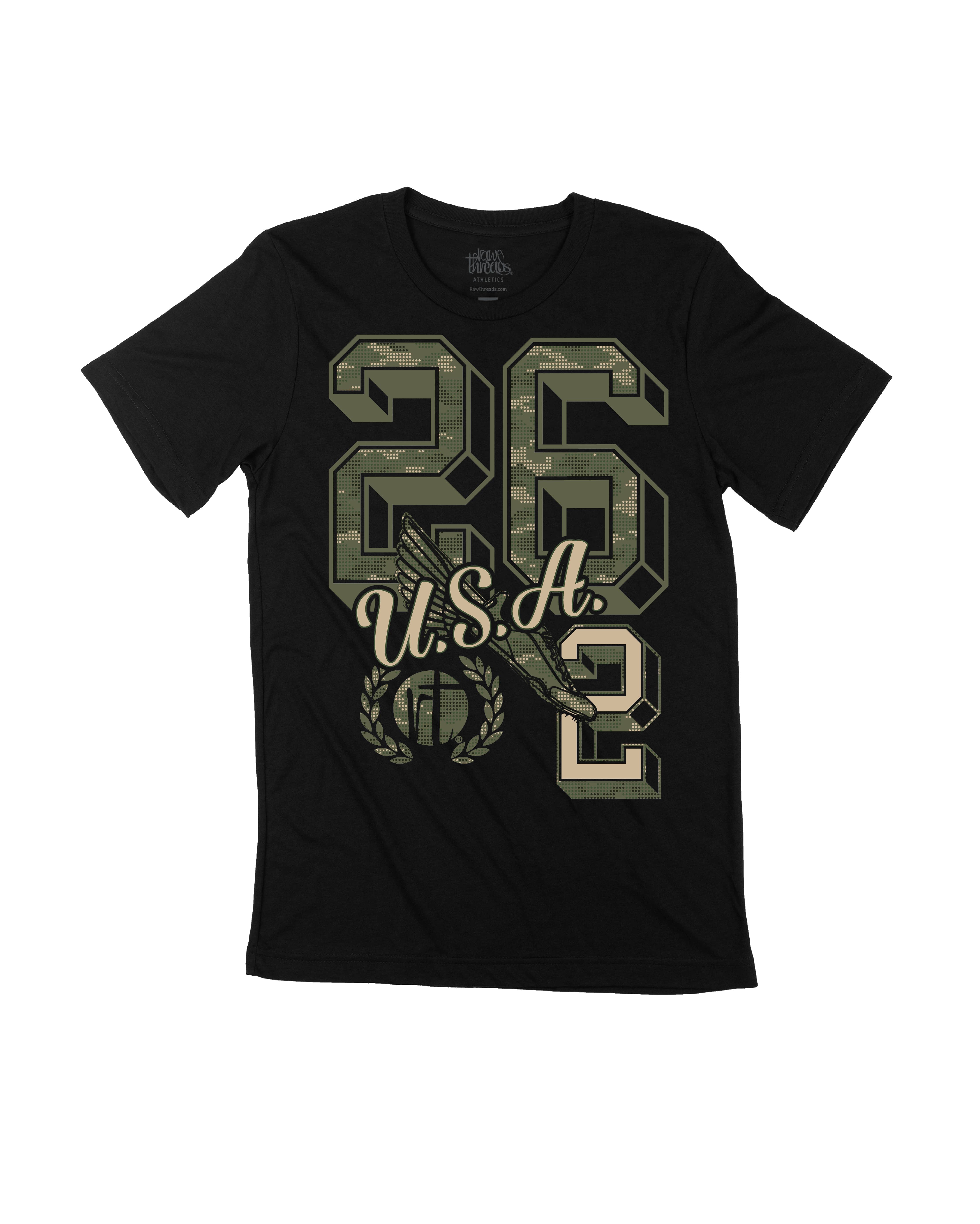 Green Camo 26.2 Varsity Letters USA