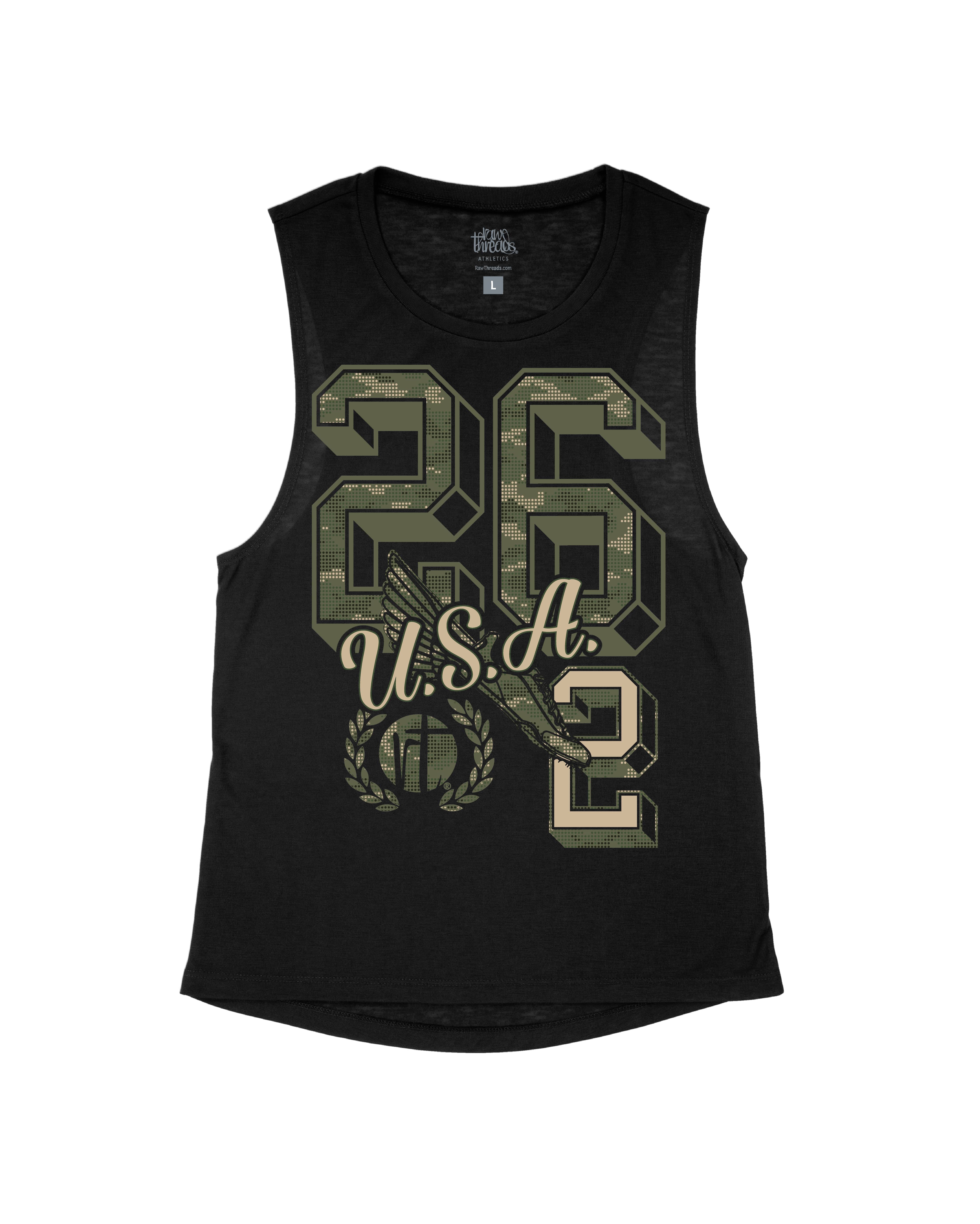 Green Camo 26.2 Varsity Letters USA