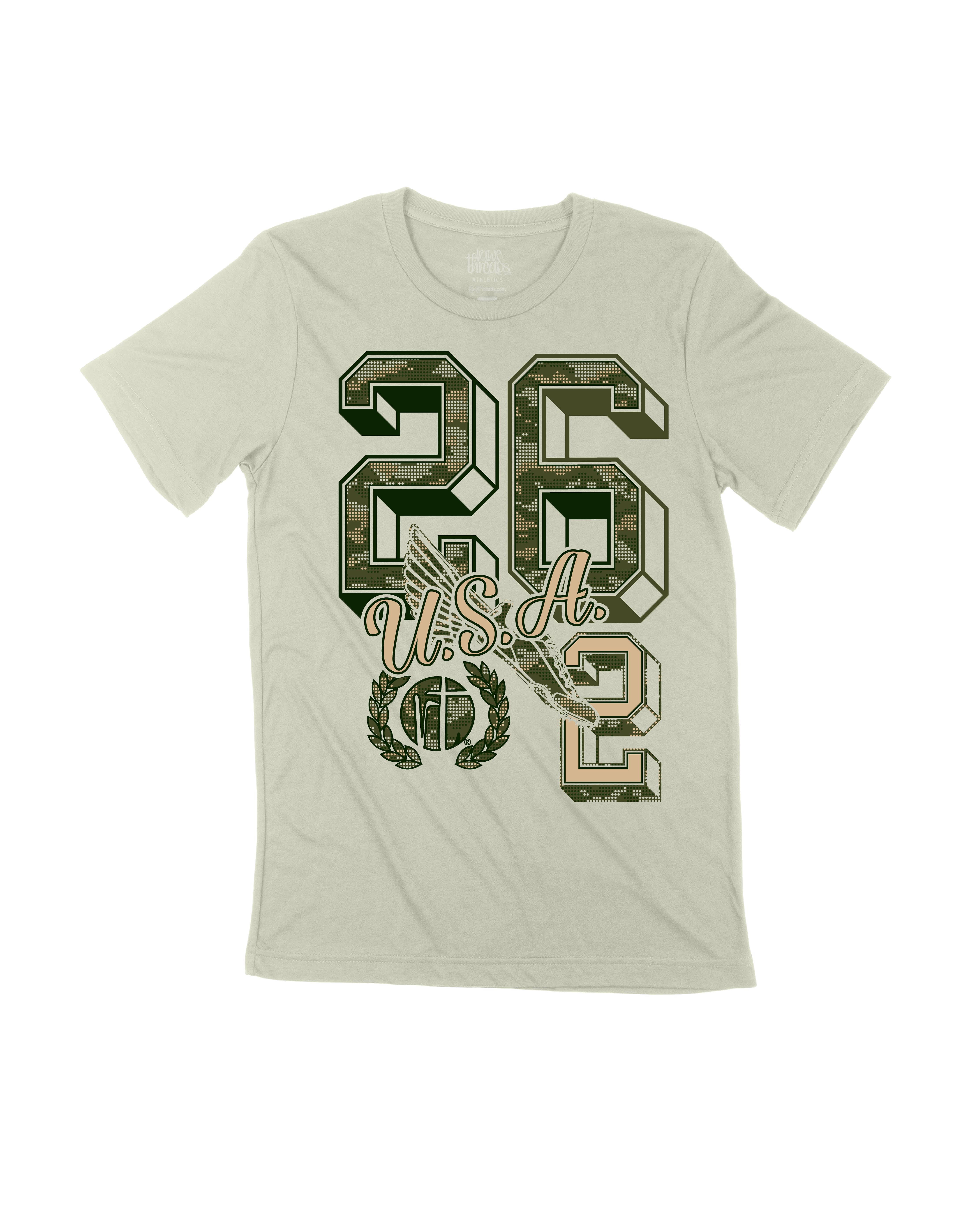 Green Camo 26.2 Varsity Block Numbers USA
