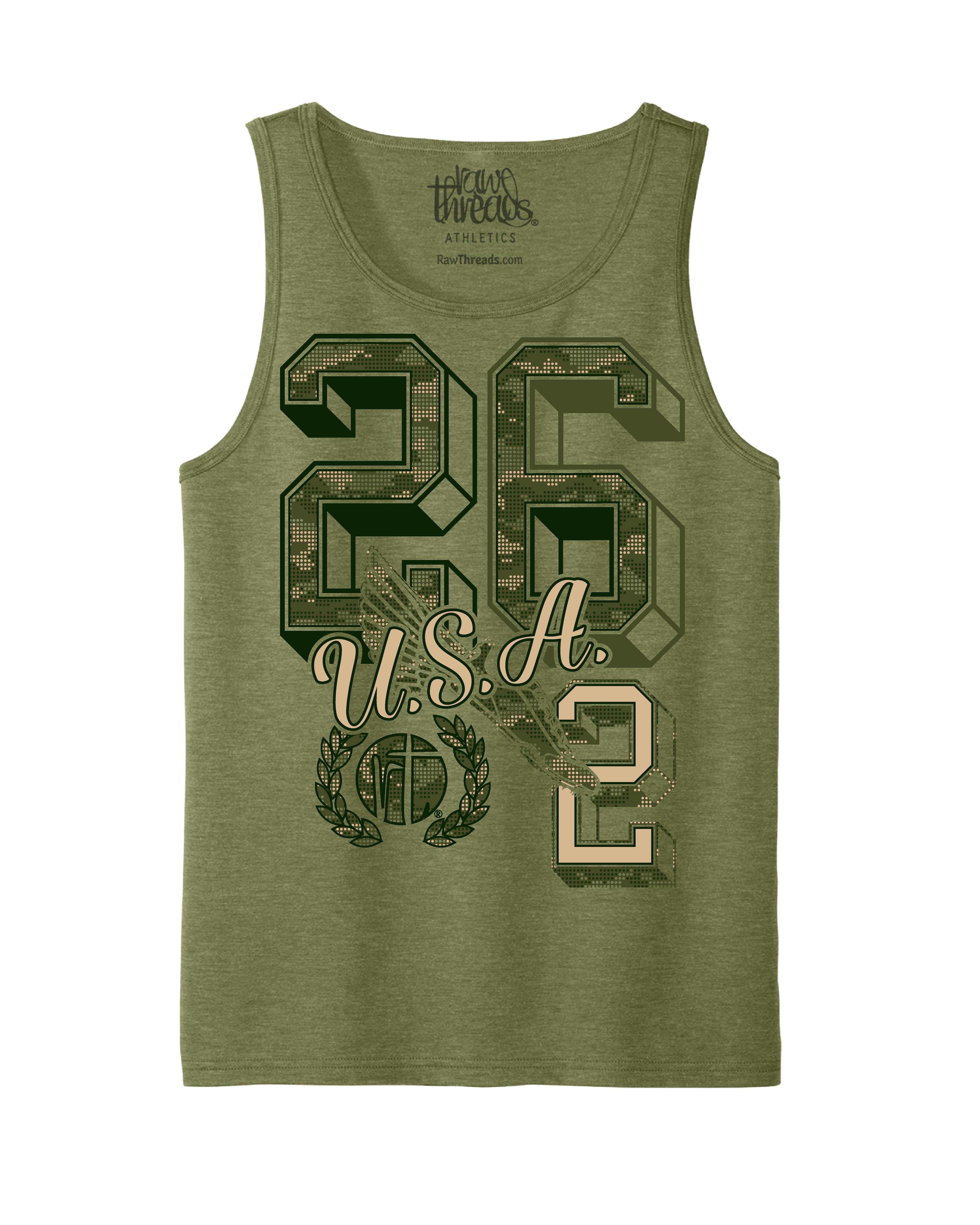 Green Camo 26.2 Varsity Letters USA