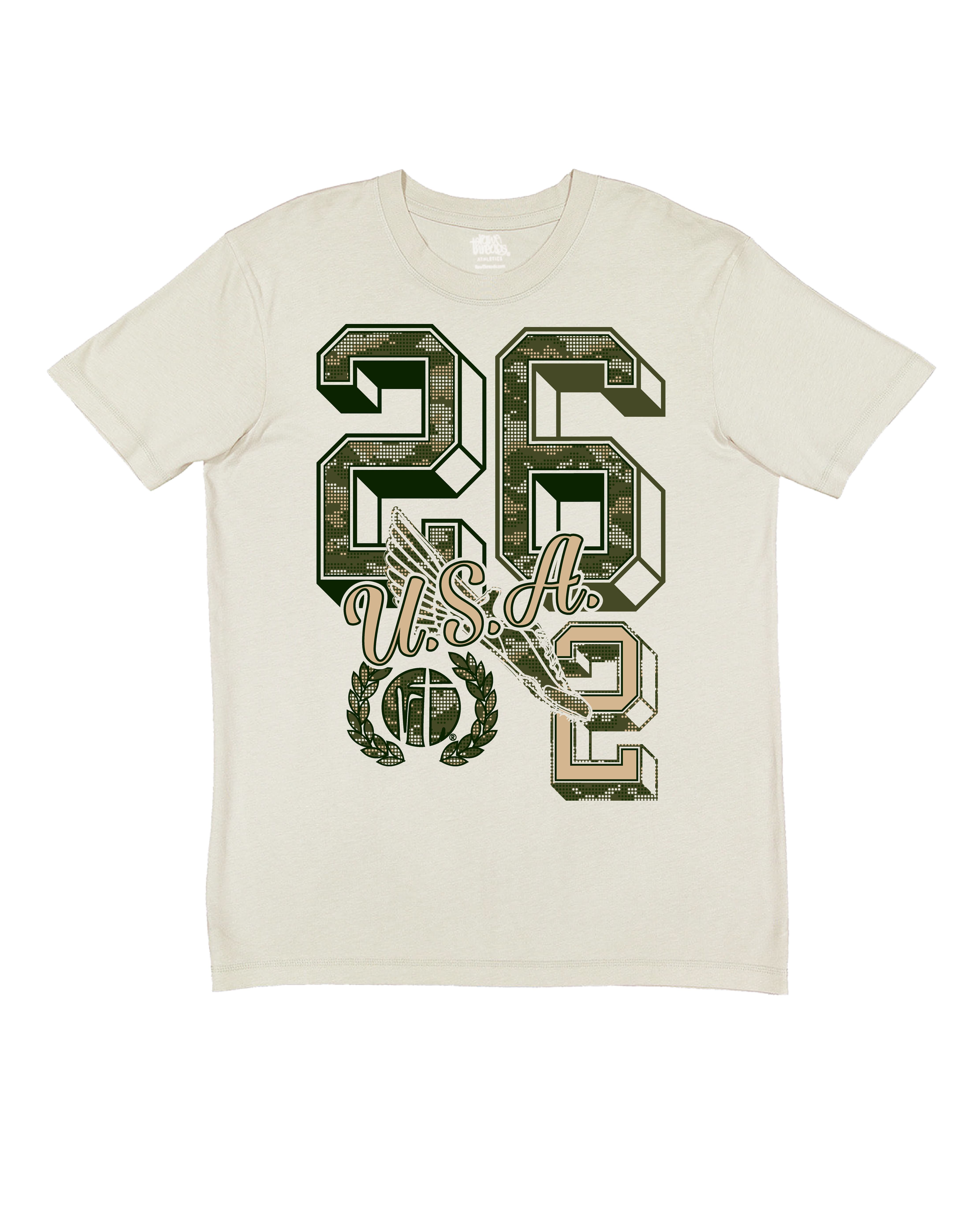 Green Camo 26.2 Varsity Block Numbers USA