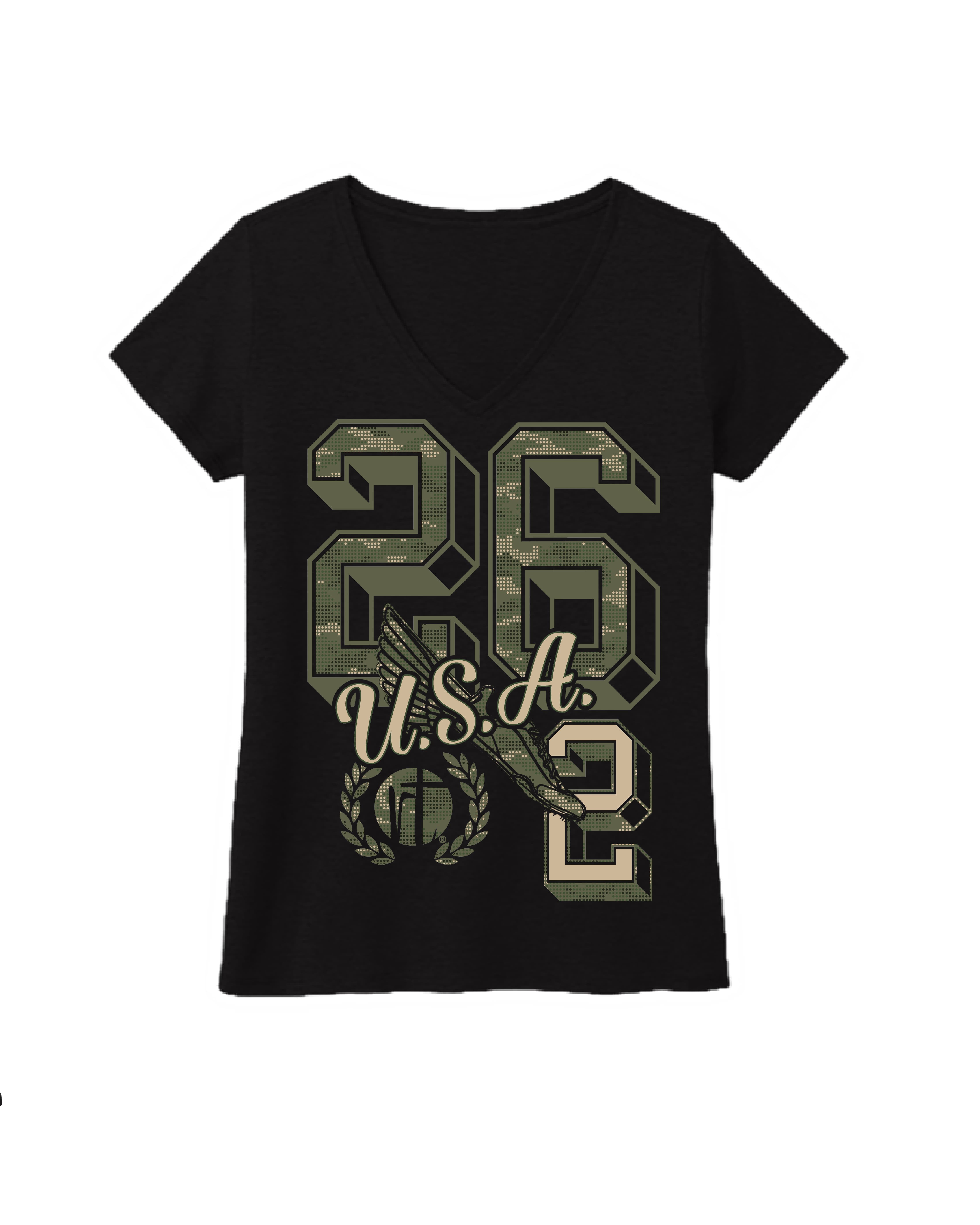 Green Camo 26.2 Varsity Letters USA