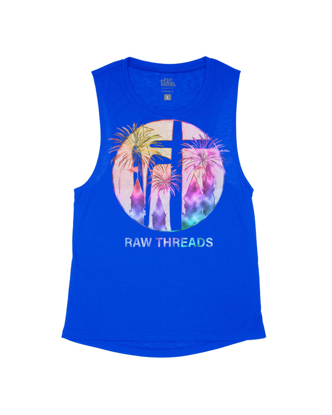 Iridescent Firework Castle Raw Threads Logo