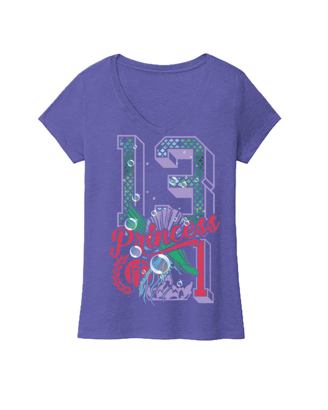 Mermaid Princess Varsity Block Numbers