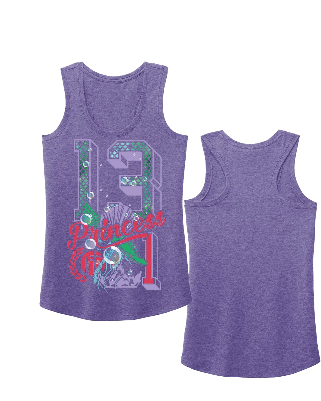Mermaid Princess Varsity Block Numbers