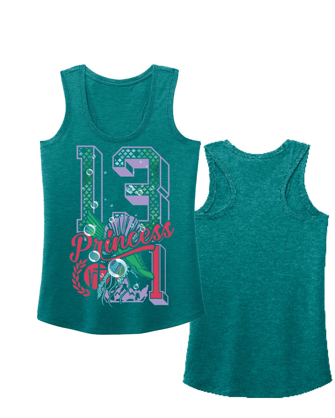 Mermaid Princess Varsity Block Numbers