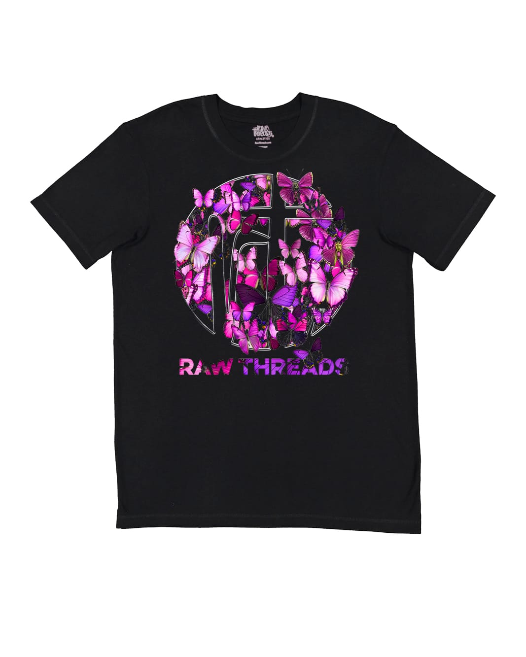 Pink and Purple Butterflies Raw Threads Logo