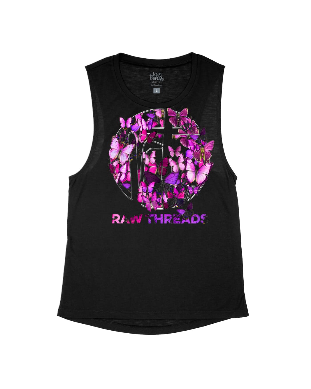 Pink and Purple Butterflies Raw Threads Logo