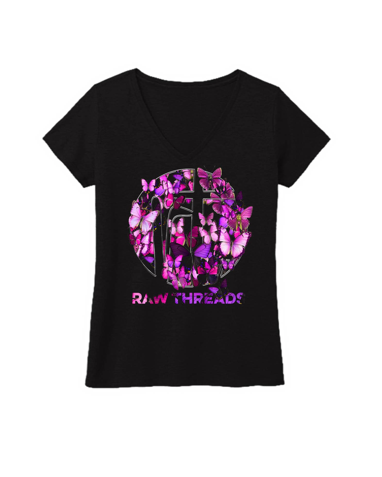 Pink and Purple Butterflies Raw Threads Logo
