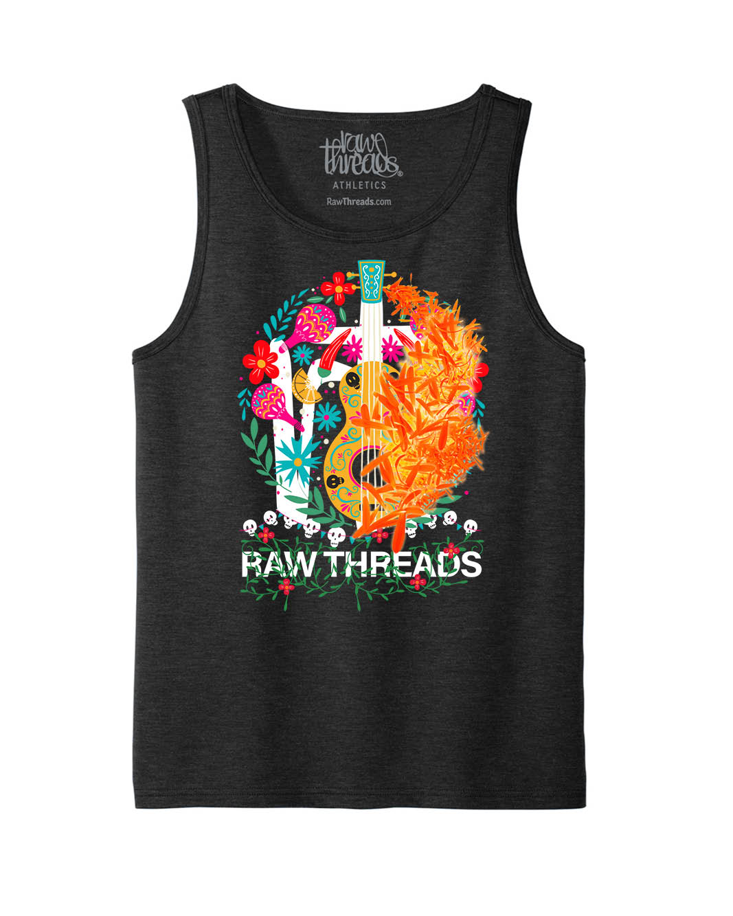 Raw Threads Guitar and Flowers Logo