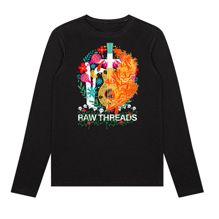 Raw Threads Guitar and Flowers Logo