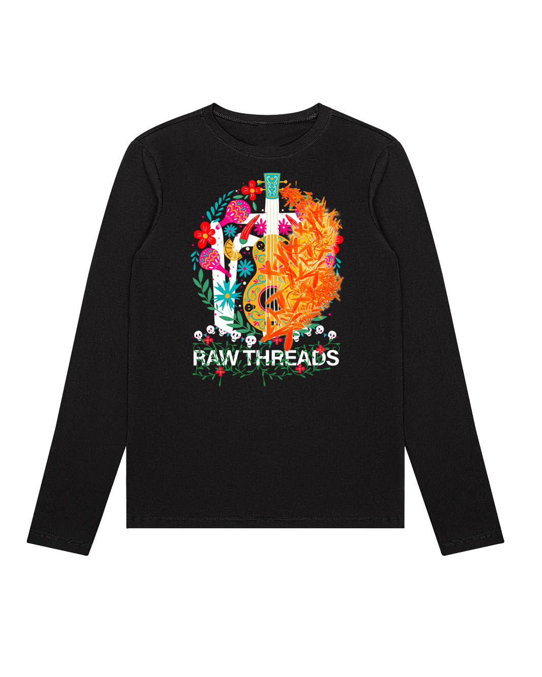 Raw Threads Guitar and Flowers Logo