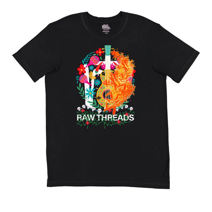Raw Threads Guitar and Flowers Logo