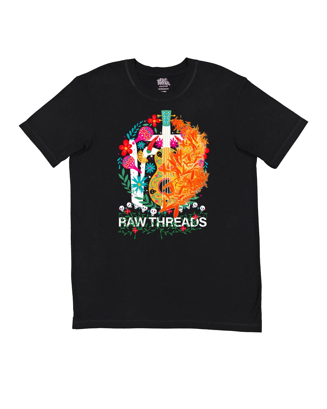 Raw Threads Guitar and Flowers Logo