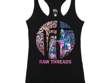 Raw Threads Logo Pink and Blue Castle