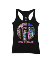 Raw Threads Logo Pink and Blue Castle