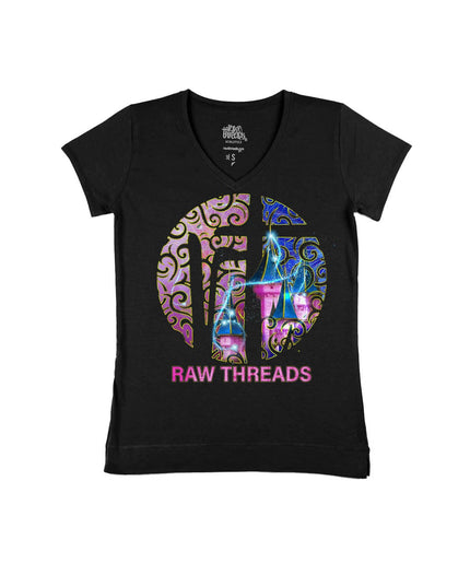 Raw Threads Logo Pink and Blue Castle