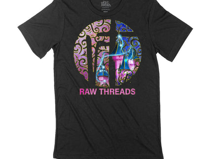 Raw Threads Logo Pink and Blue Castle