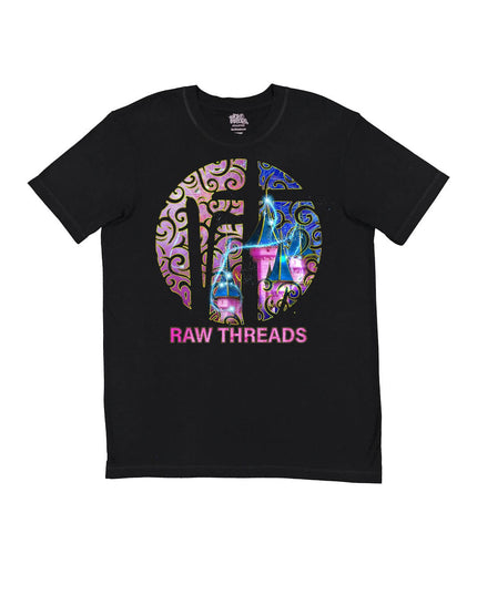 Raw Threads Logo Pink and Blue Castle