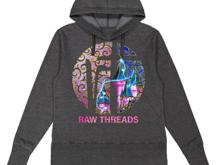 Raw Threads Logo Pink and Blue Castle