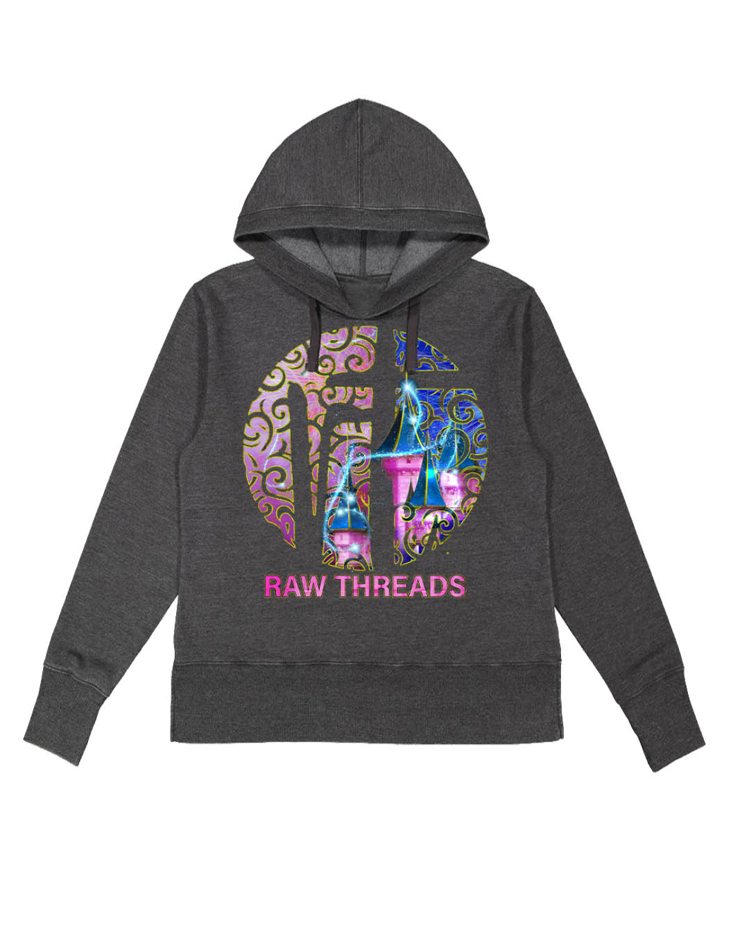 Raw Threads Logo Pink and Blue Castle