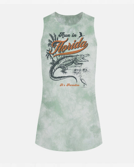 Run in Florida Alligator Tie-Die Green Core Tank