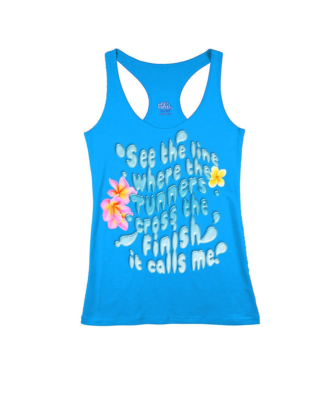 See the line where the runners cross the finish