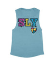 Heather Teal Flowy Tank