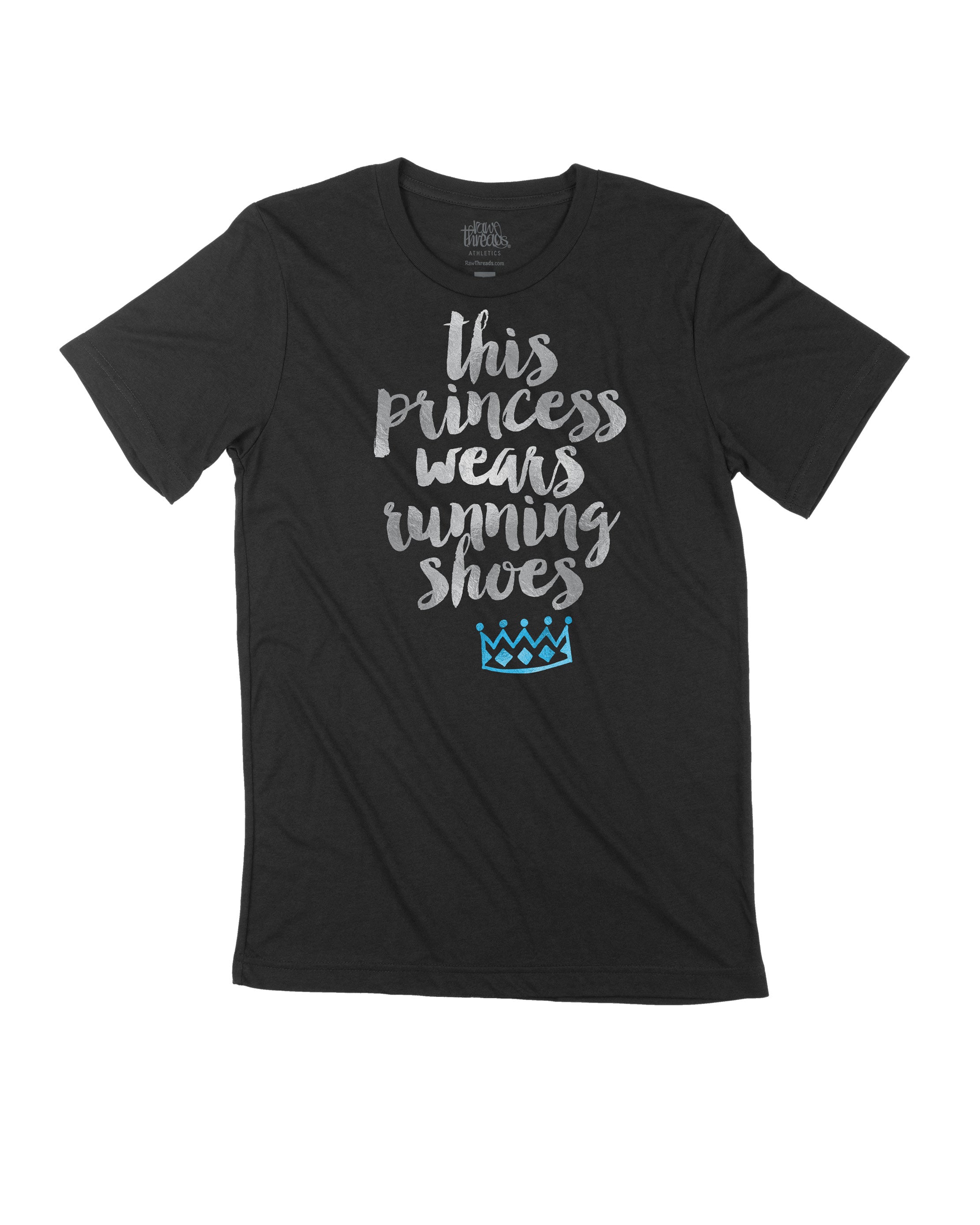 This princess wears running shoes silver and Blue Crown