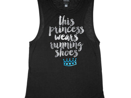 This princess wears running shoes silver and Blue Crown