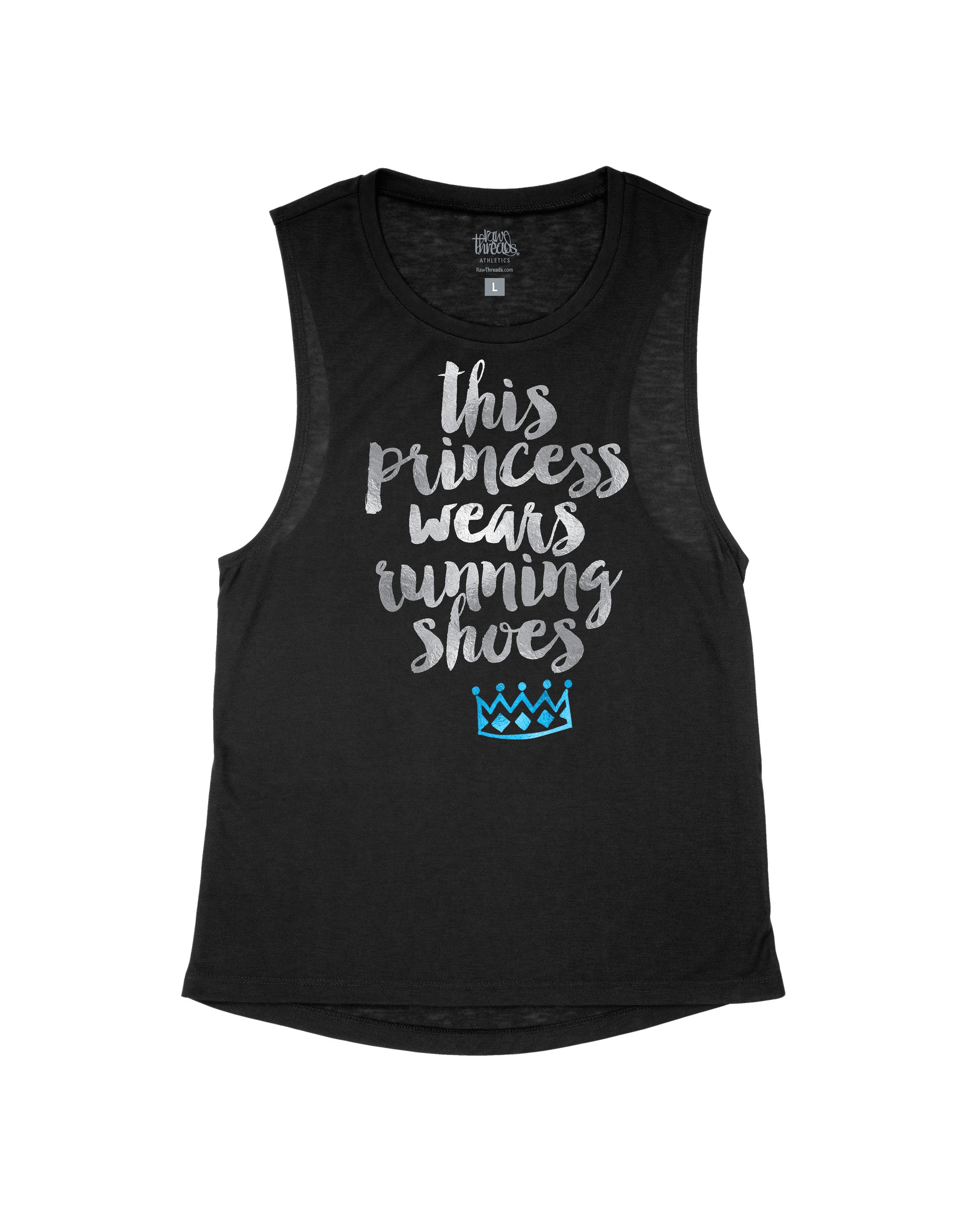 This princess wears running shoes silver and Blue Crown