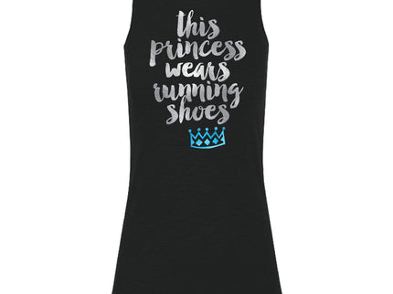 This princess wears running shoes silver and Blue Crown