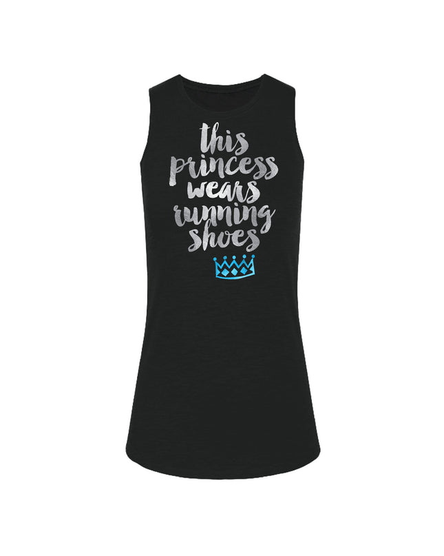 This princess wears running shoes silver and Blue Crown