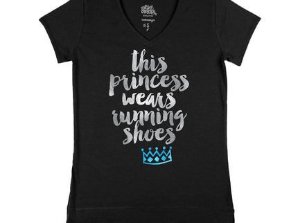 This princess wears running shoes silver and Blue Crown