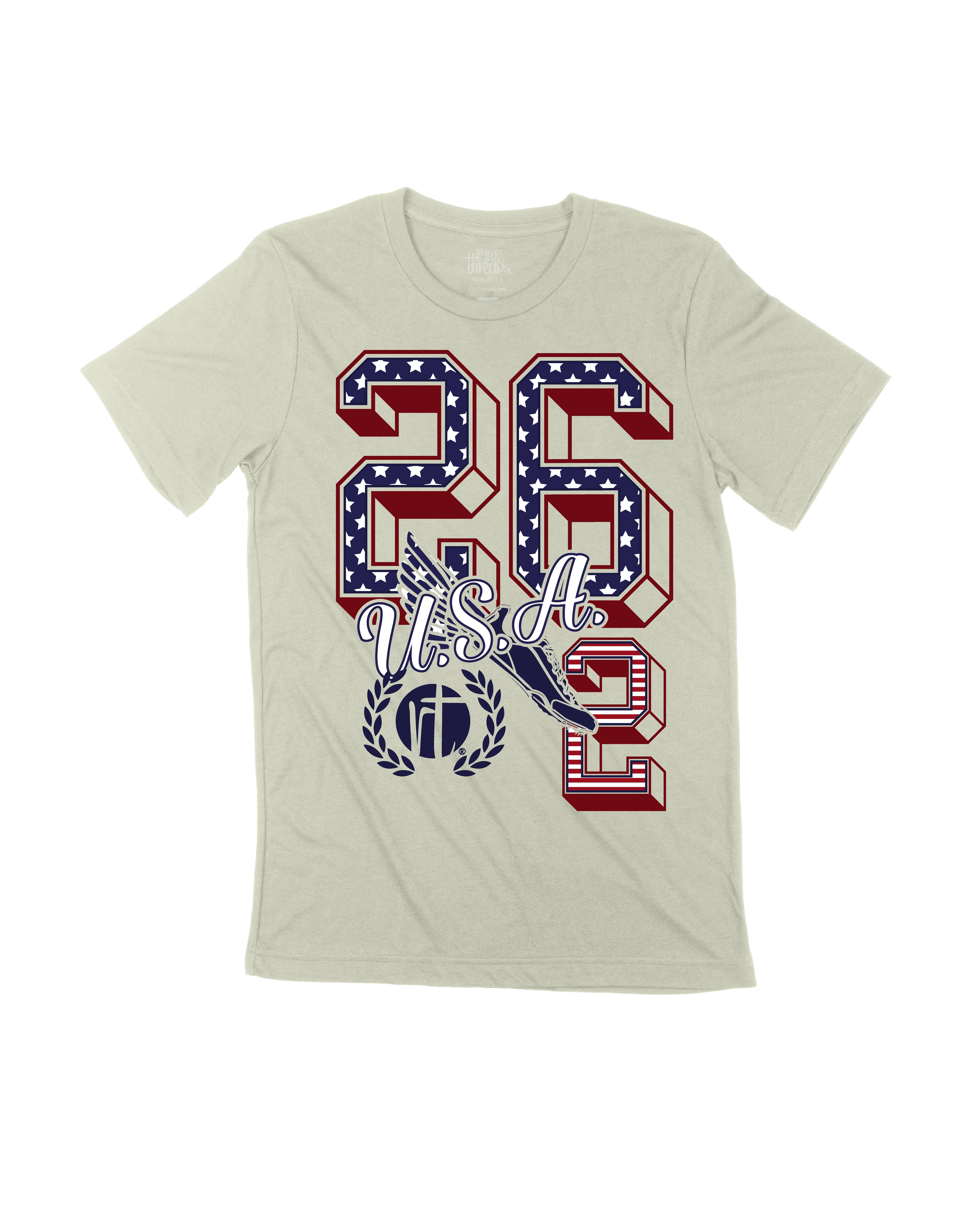 U.S.A Flag 26.2 Varsity Block Numbers