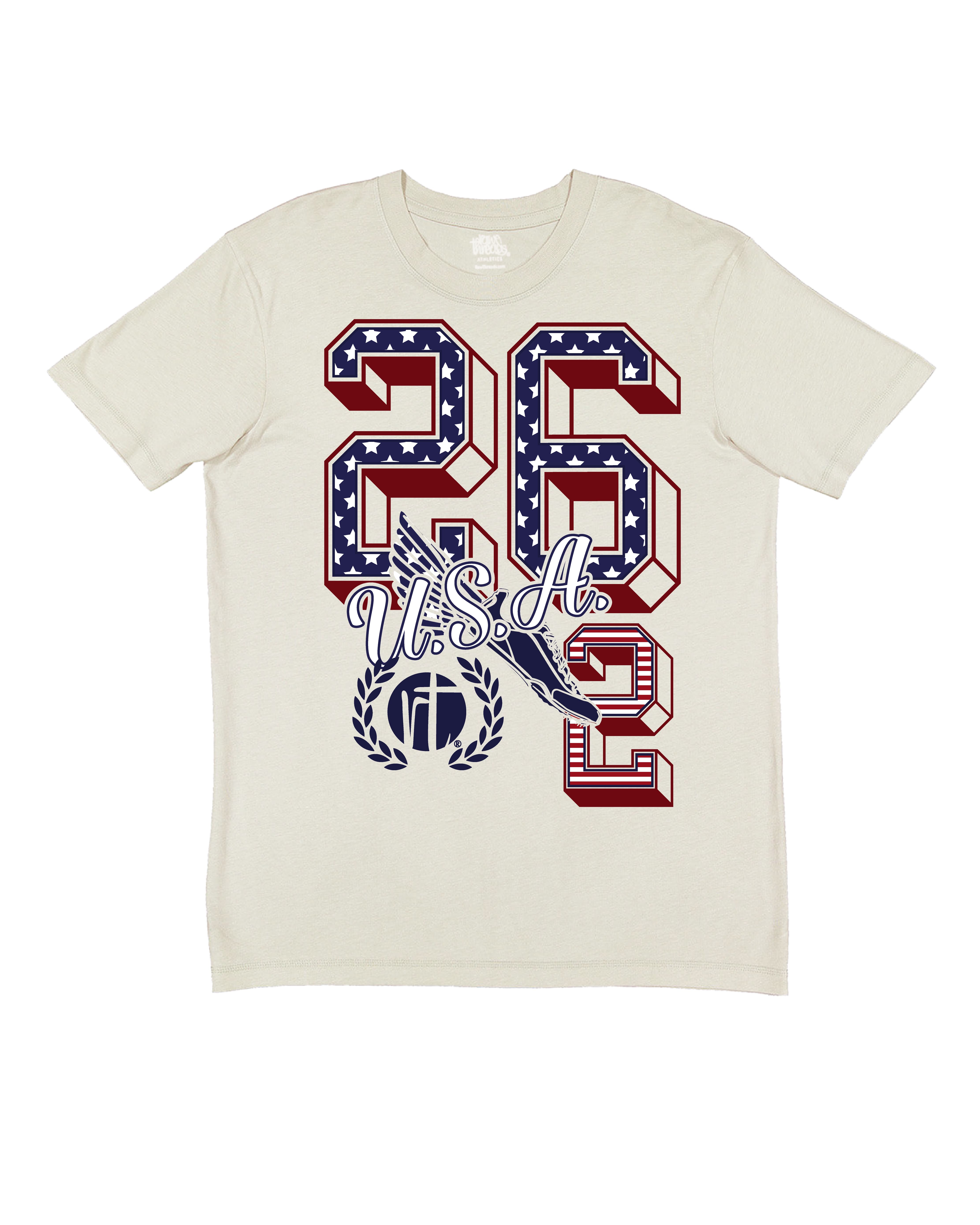 U.S.A Flag 26.2 Varsity Block Numbers