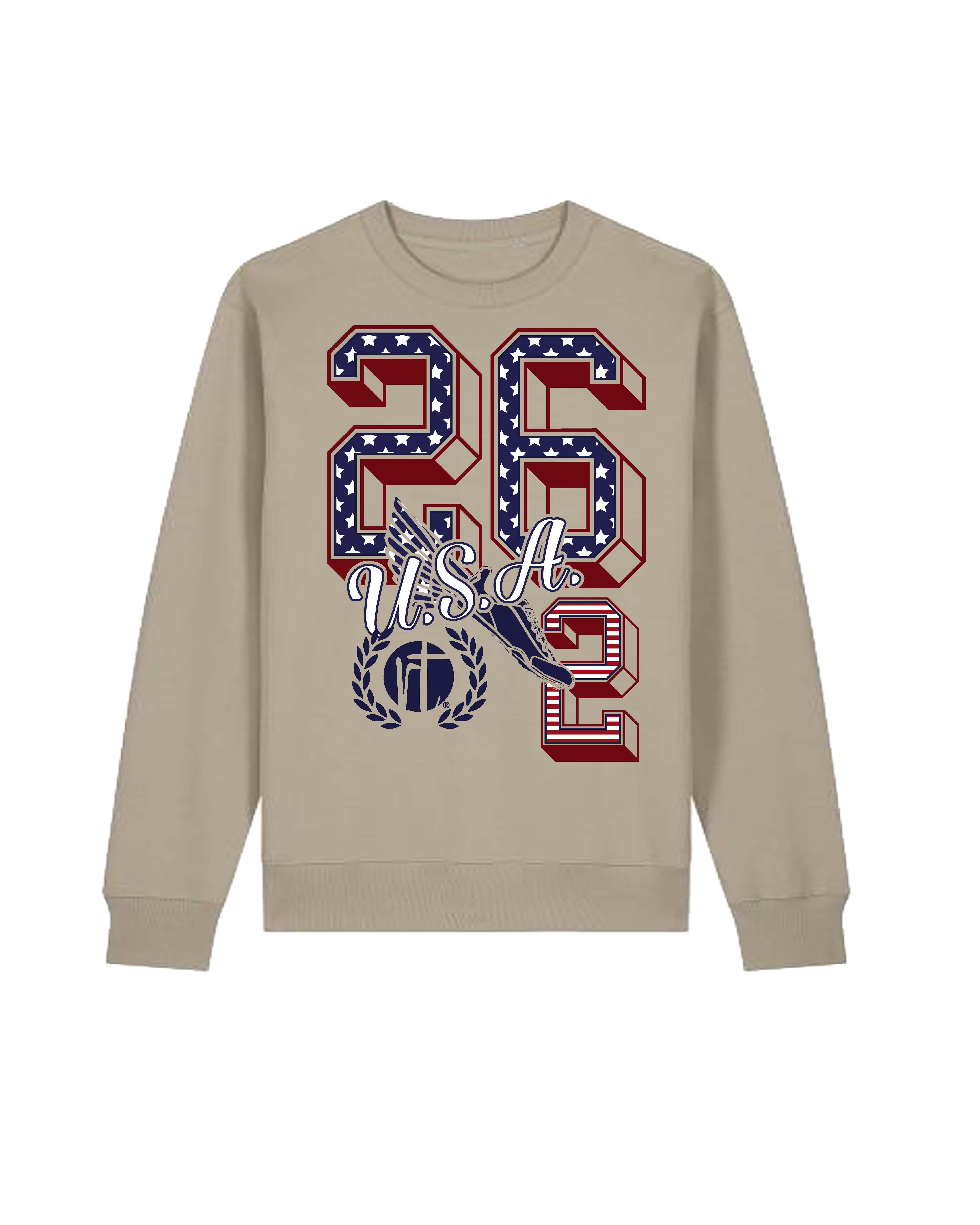 U.S.A Flag 26.2 Varsity Block Numbers