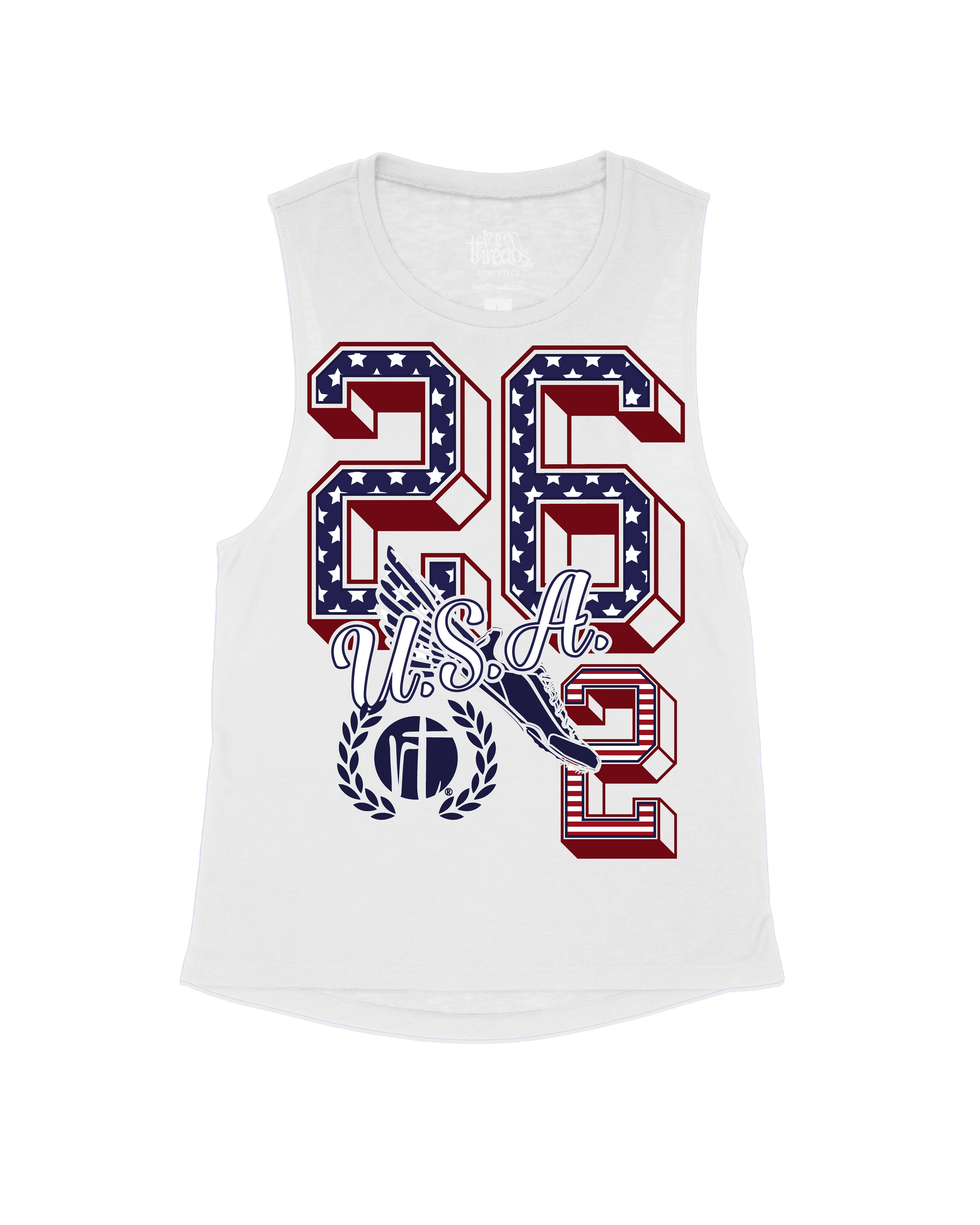 U.S.A Flag 26.2 Varsity Block Numbers