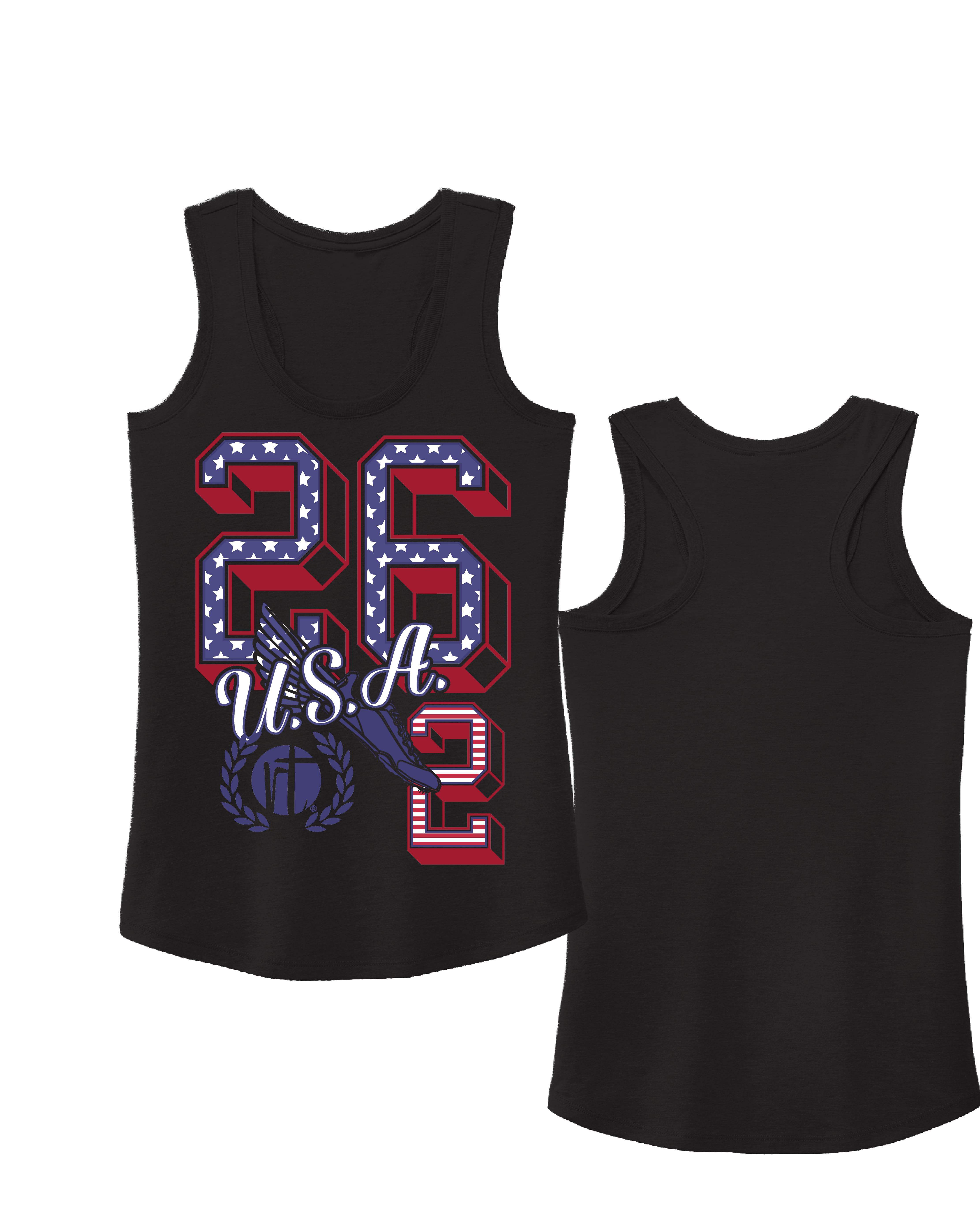 U.S.A Flag 26.2 Varsity Block Numbers