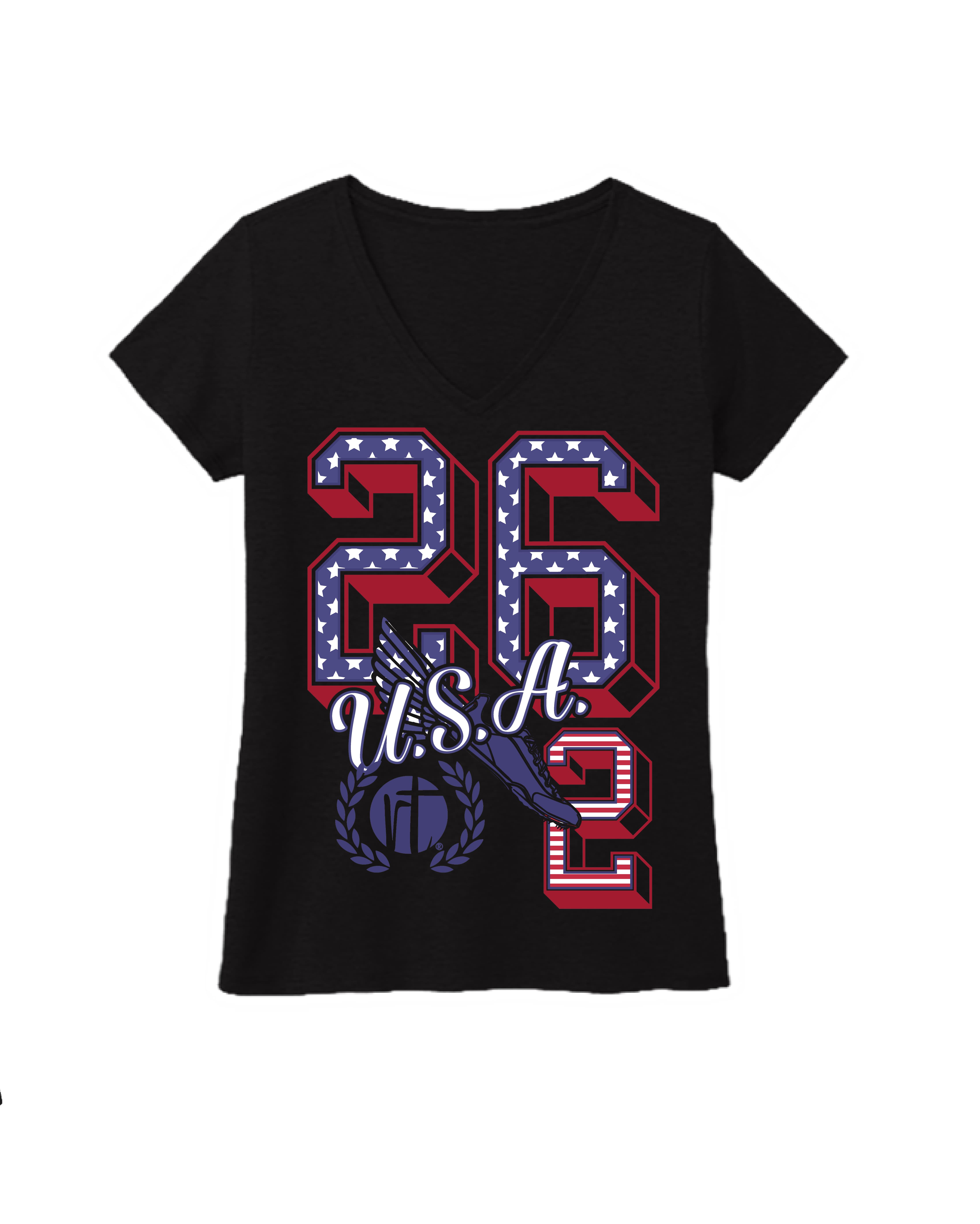 U.S.A Flag 26.2 Varsity Block Numbers
