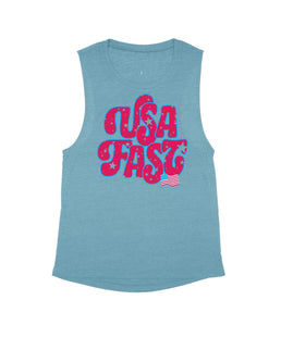 Heather Teal Flowy Tank / S