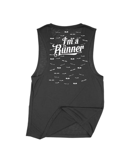 Watch Out I'm A Runner Black Flowy Tank
